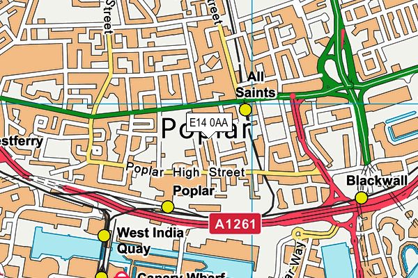 E14 0AA map - OS VectorMap District (Ordnance Survey)