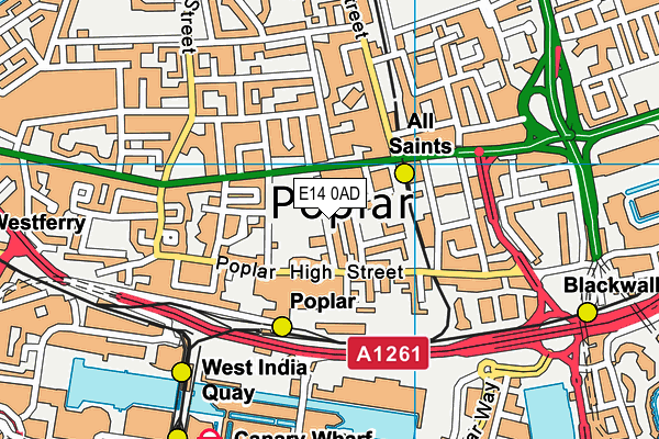 Poplar Recreation Ground map (E14 0AD) - OS VectorMap District (Ordnance Survey)