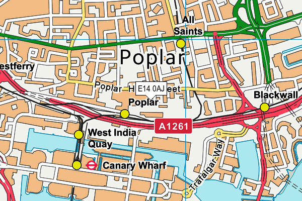 E14 0AJ map - OS VectorMap District (Ordnance Survey)