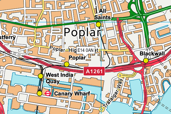 E14 0AN map - OS VectorMap District (Ordnance Survey)