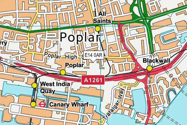 E14 0AR map - OS VectorMap District (Ordnance Survey)