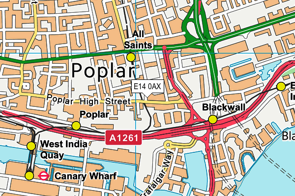 E14 0AX map - OS VectorMap District (Ordnance Survey)