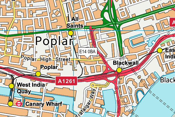 E14 0BA map - OS VectorMap District (Ordnance Survey)