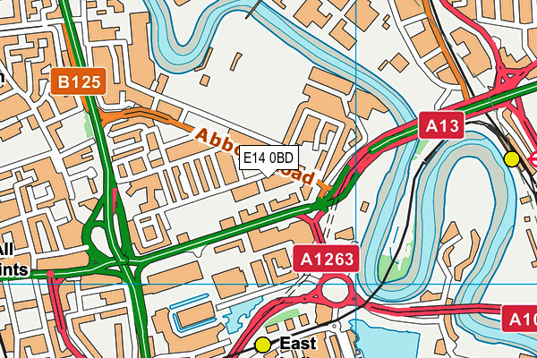 E14 0BD map - OS VectorMap District (Ordnance Survey)