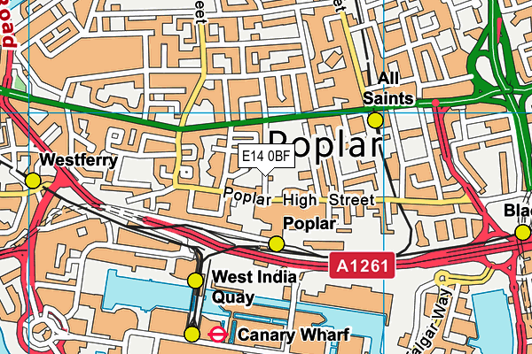 E14 0BF map - OS VectorMap District (Ordnance Survey)