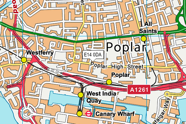 E14 0DA map - OS VectorMap District (Ordnance Survey)