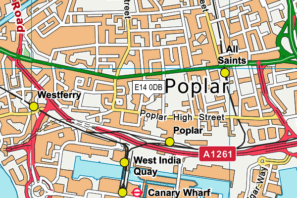 E14 0DB map - OS VectorMap District (Ordnance Survey)