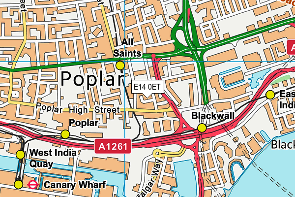 E14 0ET map - OS VectorMap District (Ordnance Survey)