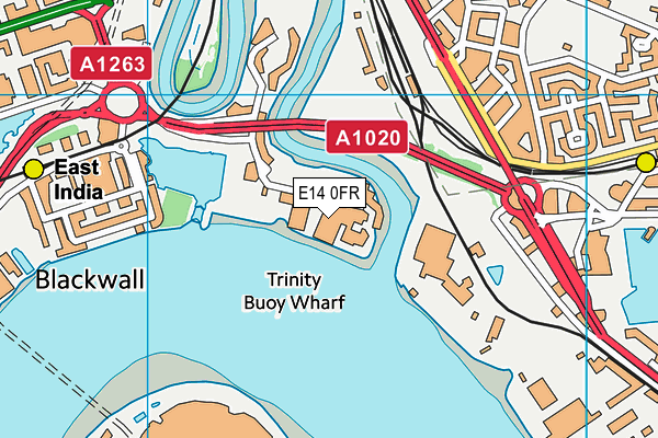 E14 0FR map - OS VectorMap District (Ordnance Survey)