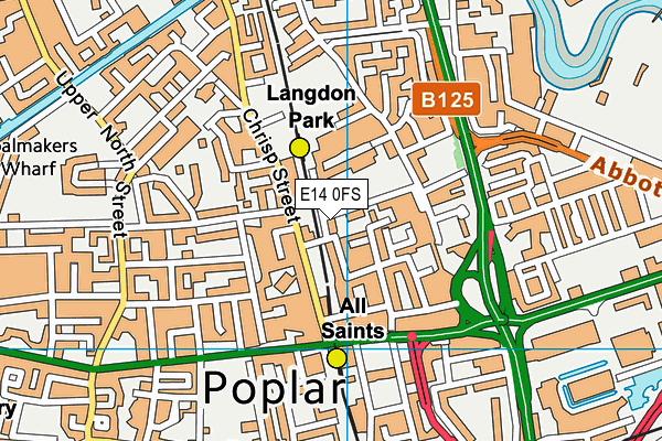 E14 0FS map - OS VectorMap District (Ordnance Survey)