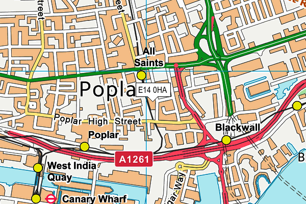 E14 0HA map - OS VectorMap District (Ordnance Survey)