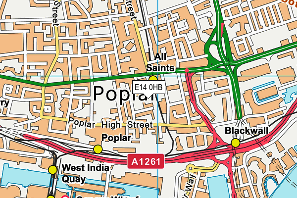 E14 0HB map - OS VectorMap District (Ordnance Survey)