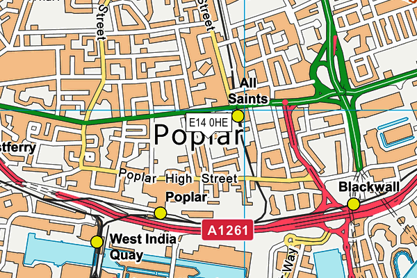 E14 0HE map - OS VectorMap District (Ordnance Survey)