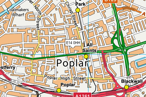 E14 0HH map - OS VectorMap District (Ordnance Survey)