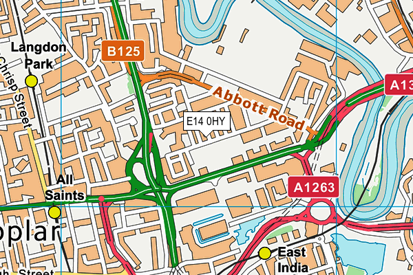 E14 0HY map - OS VectorMap District (Ordnance Survey)