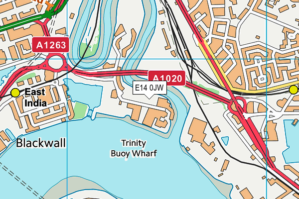 E14 0JW map - OS VectorMap District (Ordnance Survey)