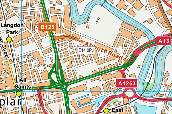 E14 0PJ map - OS VectorMap District (Ordnance Survey)