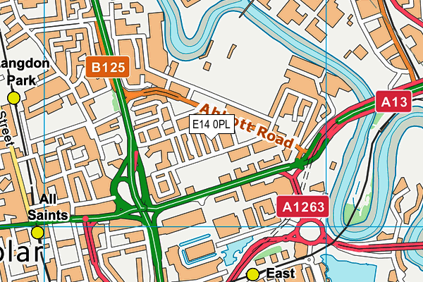 E14 0PL map - OS VectorMap District (Ordnance Survey)