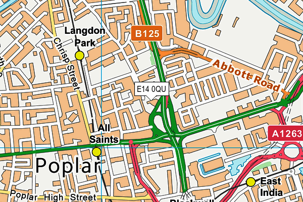 E14 0QU map - OS VectorMap District (Ordnance Survey)