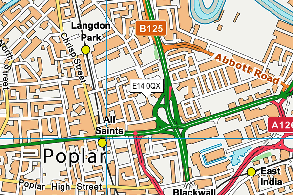 E14 0QX map - OS VectorMap District (Ordnance Survey)