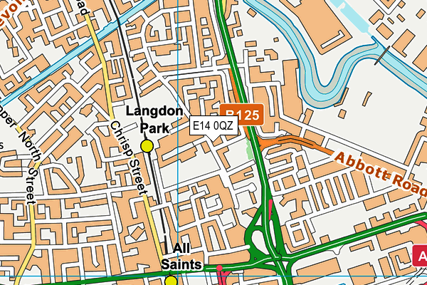 E14 0QZ map - OS VectorMap District (Ordnance Survey)