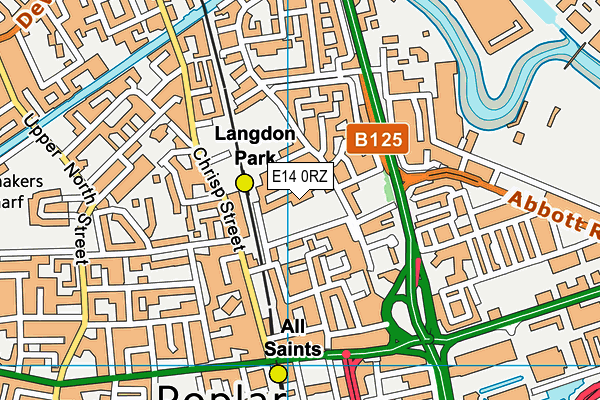 Langdon Park Leisure Centre (Closed) map (E14 0RZ) - OS VectorMap District (Ordnance Survey)