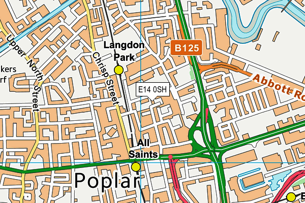 E14 0SH map - OS VectorMap District (Ordnance Survey)