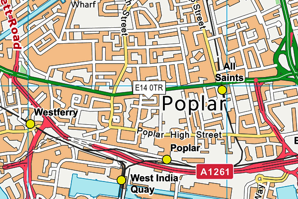 E14 0TR map - OS VectorMap District (Ordnance Survey)