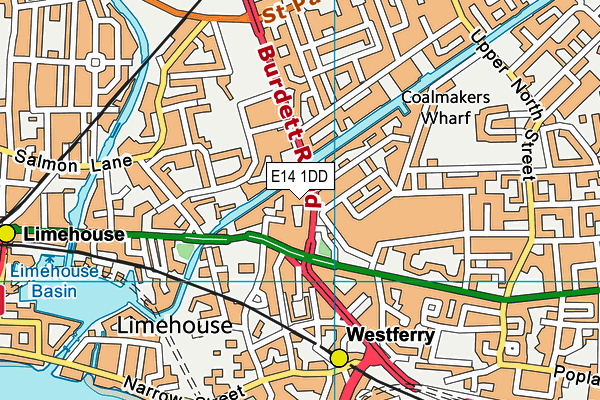 E14 1DD map - OS VectorMap District (Ordnance Survey)