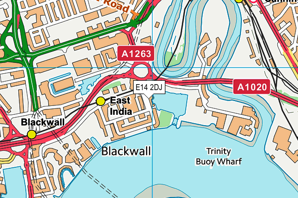 E14 2DJ map - OS VectorMap District (Ordnance Survey)