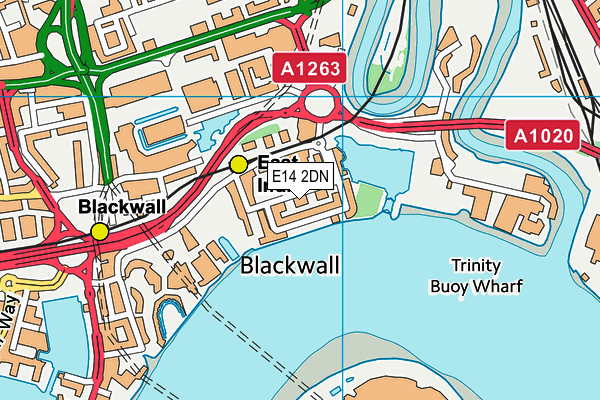 E14 2DN map - OS VectorMap District (Ordnance Survey)