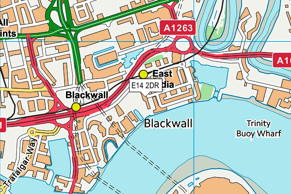 E14 2DR map - OS VectorMap District (Ordnance Survey)