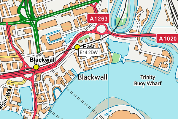 E14 2DW map - OS VectorMap District (Ordnance Survey)