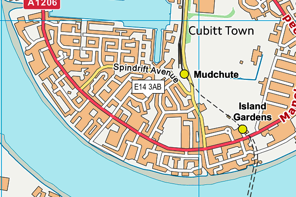 E14 3AB map - OS VectorMap District (Ordnance Survey)