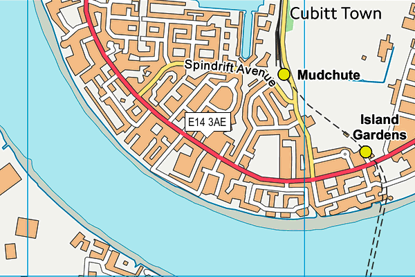 E14 3AE map - OS VectorMap District (Ordnance Survey)