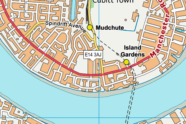 E14 3AJ map - OS VectorMap District (Ordnance Survey)