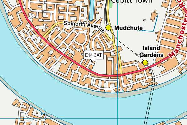 E14 3AT map - OS VectorMap District (Ordnance Survey)