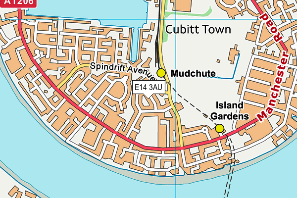 E14 3AU map - OS VectorMap District (Ordnance Survey)