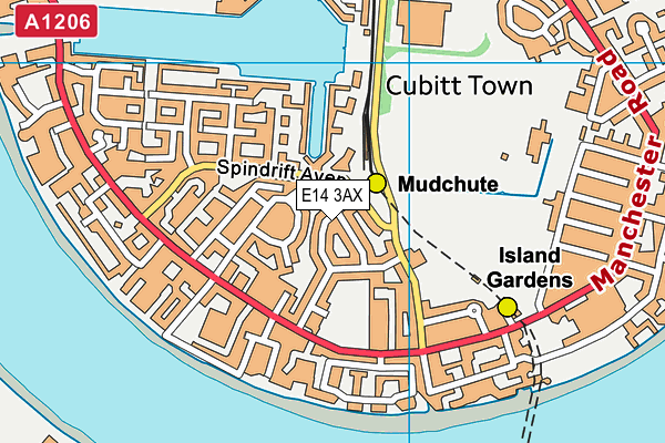 E14 3AX map - OS VectorMap District (Ordnance Survey)