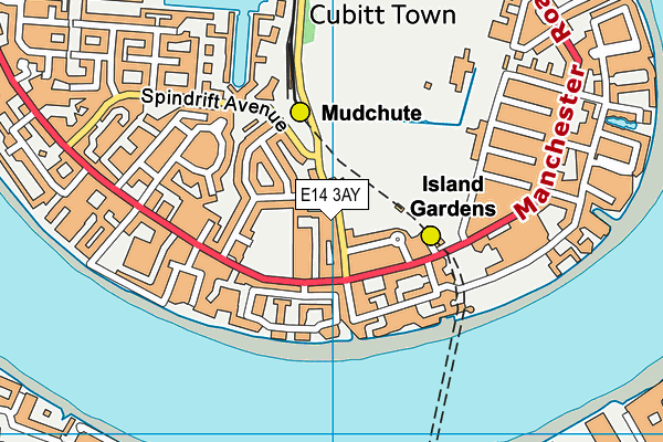 E14 3AY map - OS VectorMap District (Ordnance Survey)