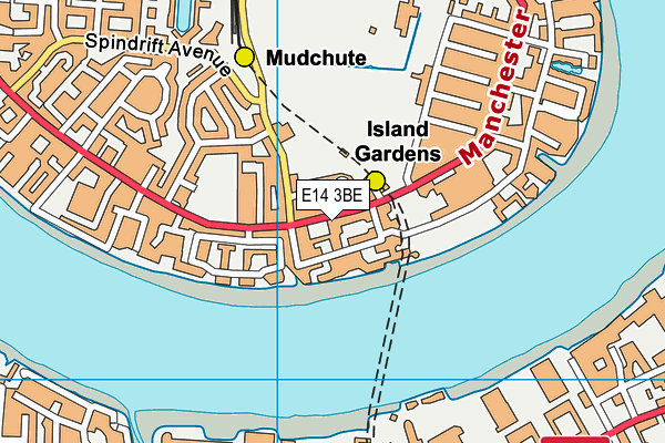 E14 3BE map - OS VectorMap District (Ordnance Survey)