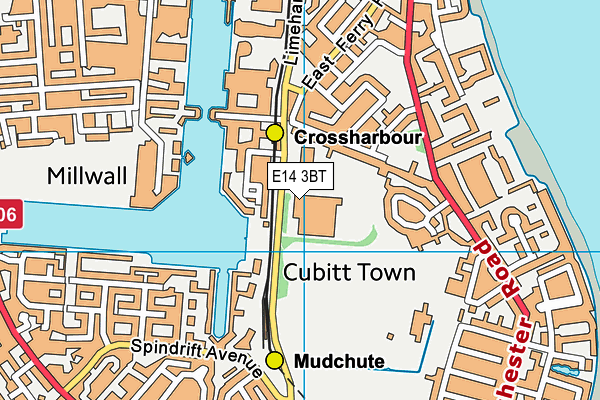 E14 3BT map - OS VectorMap District (Ordnance Survey)