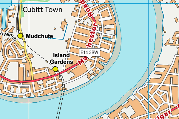 E14 3BW map - OS VectorMap District (Ordnance Survey)