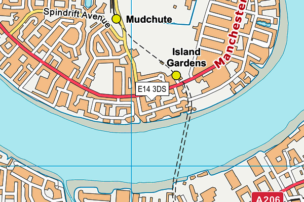 E14 3DS map - OS VectorMap District (Ordnance Survey)