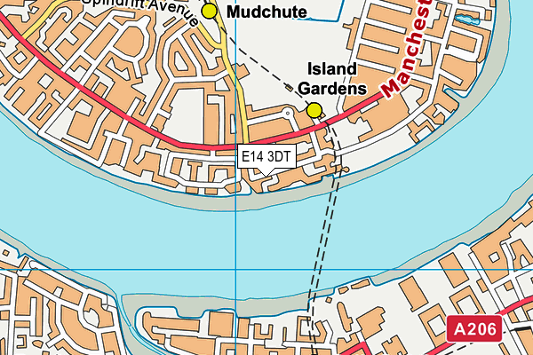 E14 3DT map - OS VectorMap District (Ordnance Survey)