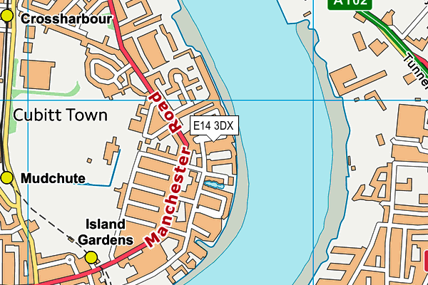 E14 3DX map - OS VectorMap District (Ordnance Survey)
