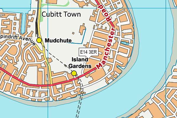 E14 3ER map - OS VectorMap District (Ordnance Survey)