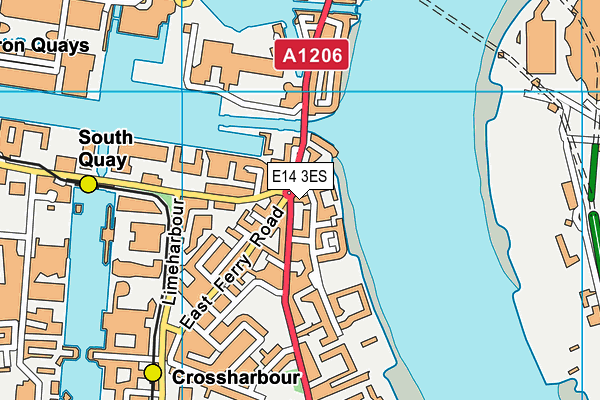 E14 3ES map - OS VectorMap District (Ordnance Survey)