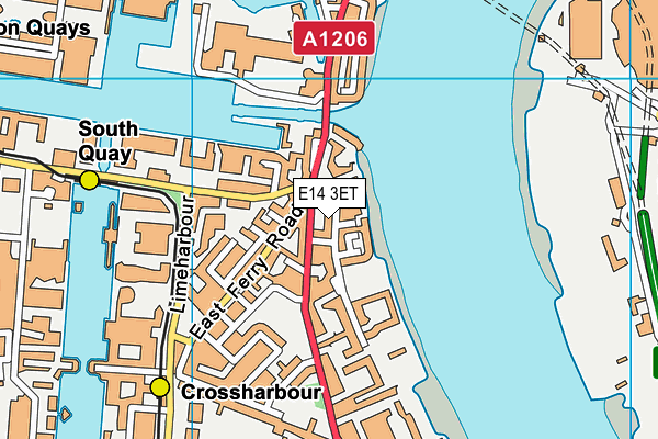 E14 3ET map - OS VectorMap District (Ordnance Survey)