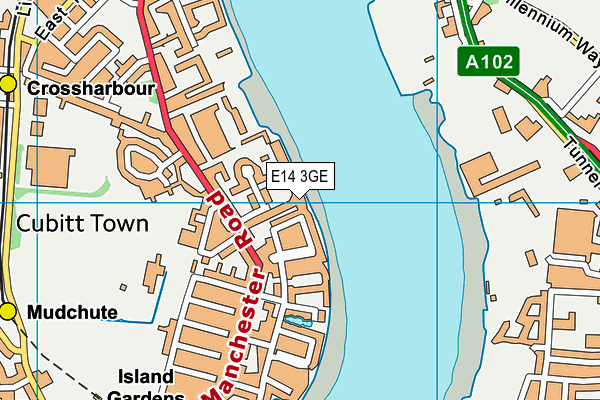 E14 3GE map - OS VectorMap District (Ordnance Survey)
